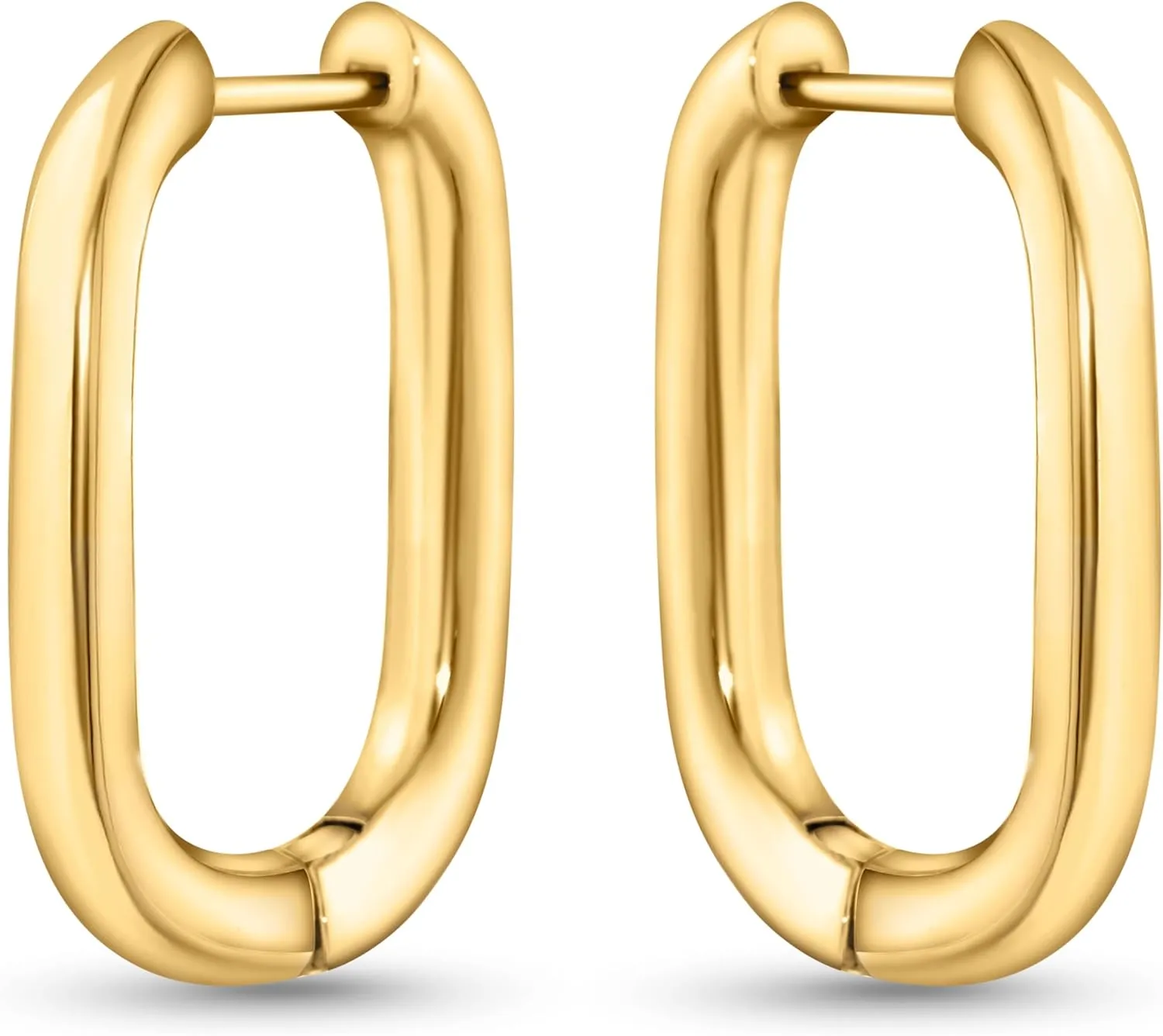 Chunky Gold Hoop Earrings for Women, Thick Lightweight Stainless Steel Hoops, Hypoallergenic Gold Plated Huggie Hoop Earrings
