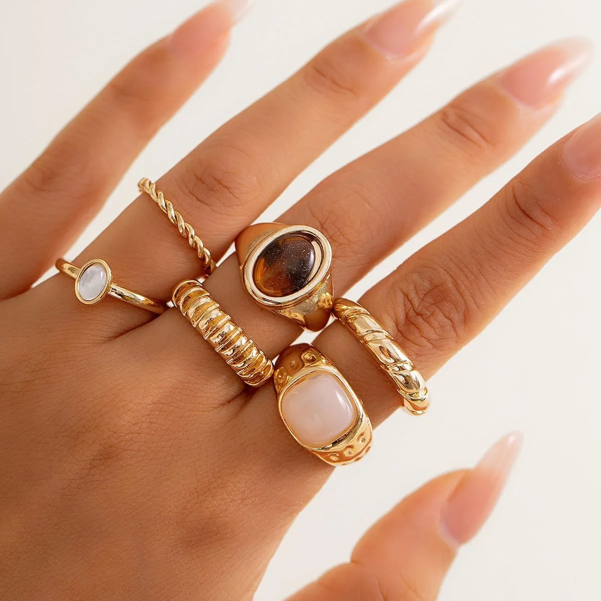 Chunky Gold Rings Set for Women Stacking Finger Knuckle Rings Silver Statement Ring Set Punk Jewelry