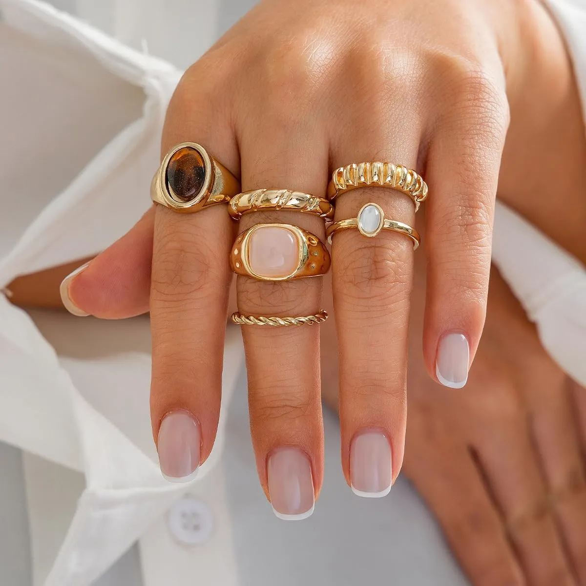 Chunky Gold Rings Set for Women Stacking Finger Knuckle Rings Silver Statement Ring Set Punk Jewelry