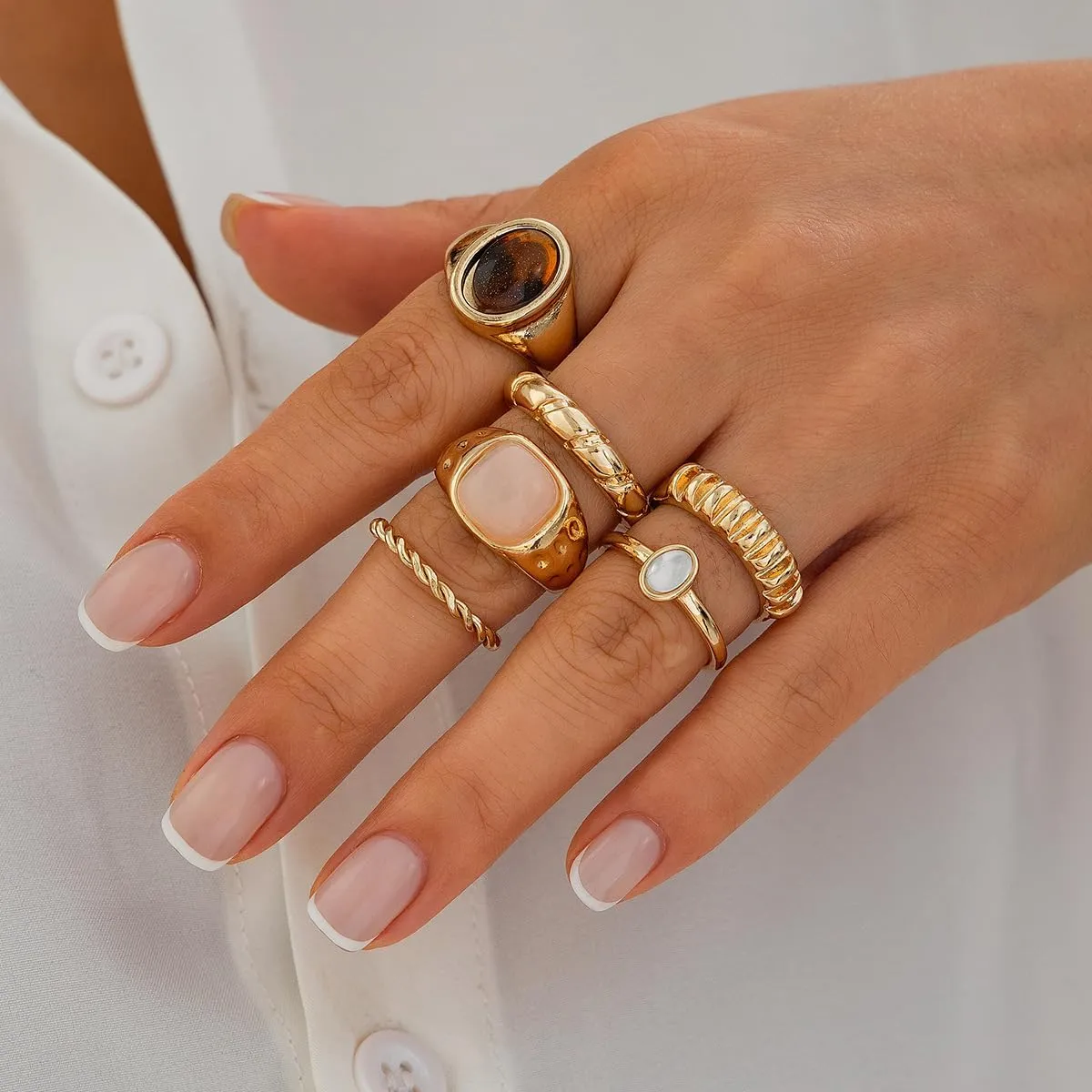 Chunky Gold Rings Set for Women Stacking Finger Knuckle Rings Silver Statement Ring Set Punk Jewelry
