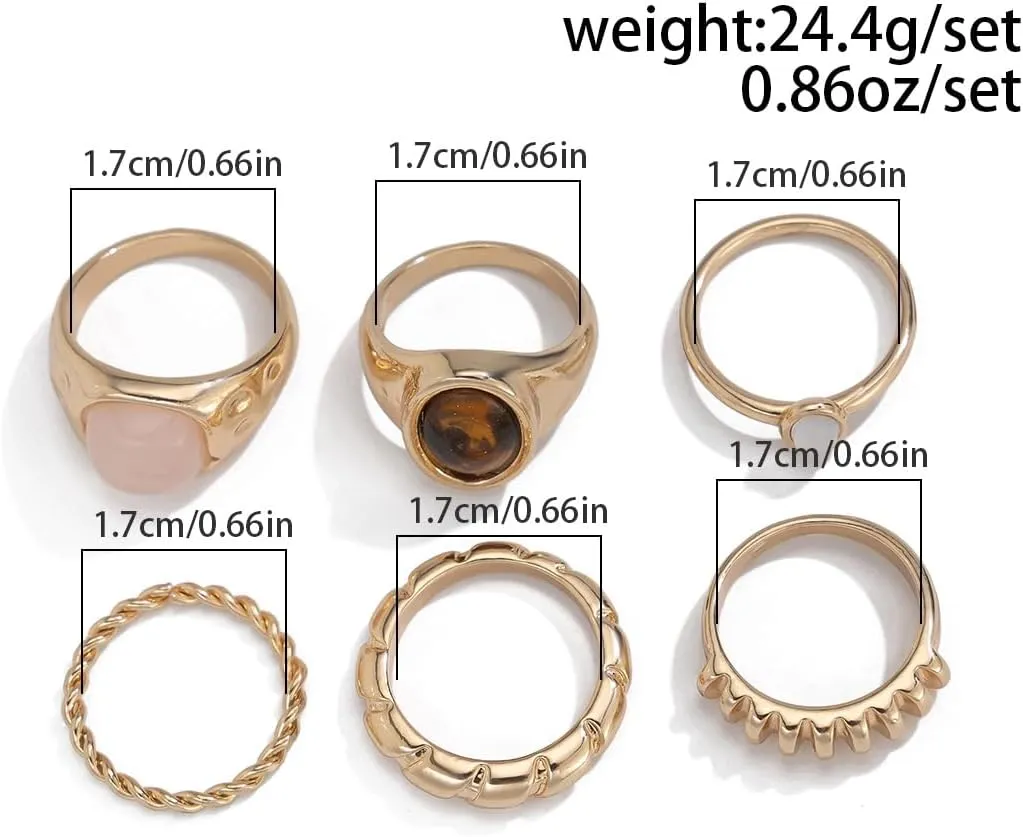 Chunky Gold Rings Set for Women Stacking Finger Knuckle Rings Silver Statement Ring Set Punk Jewelry