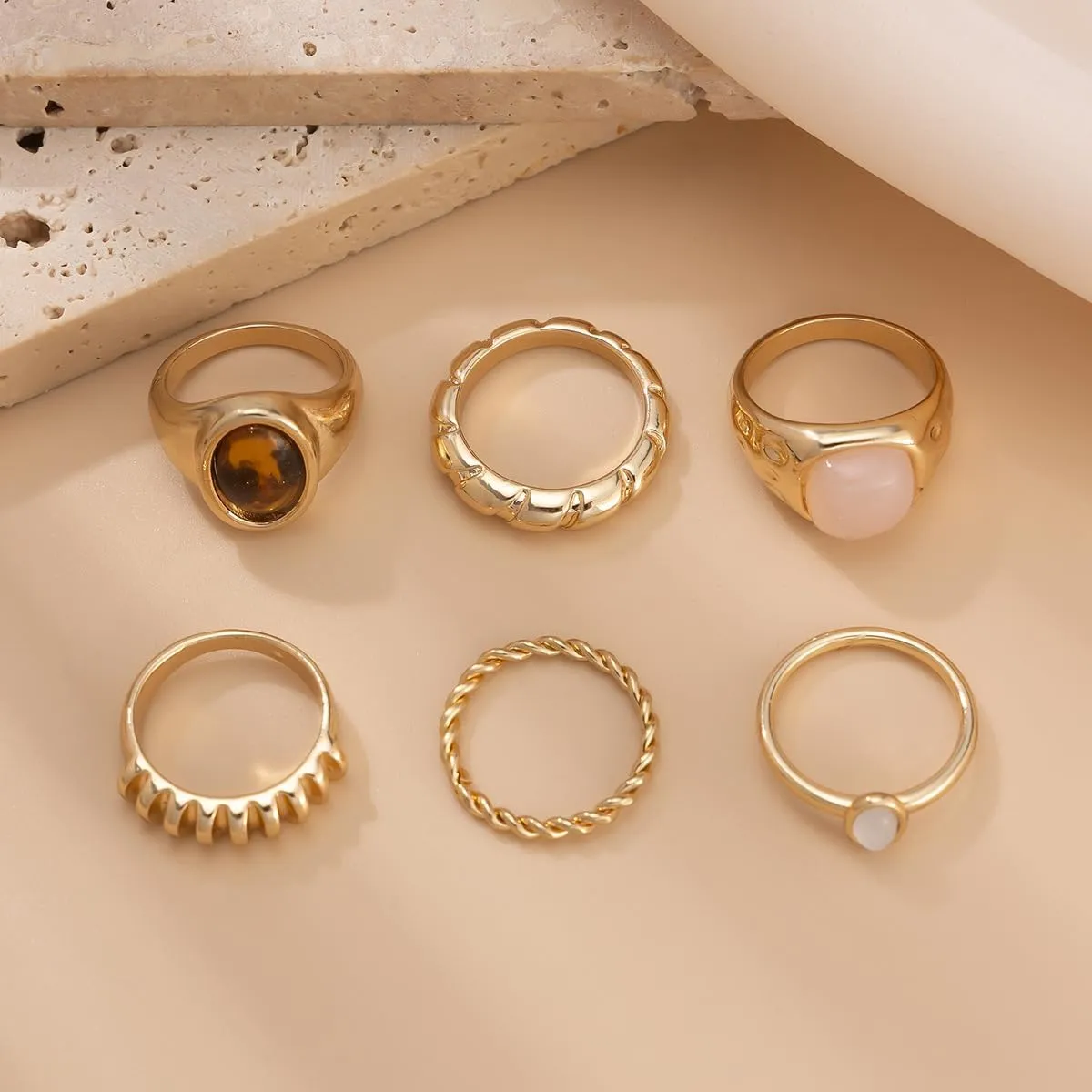 Chunky Gold Rings Set for Women Stacking Finger Knuckle Rings Silver Statement Ring Set Punk Jewelry