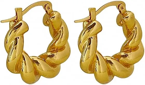 Chunky Hoops Earrings Women Minimalist Statement Huggie Hoops Circle Earrings