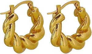 Chunky Hoops Earrings Women Minimalist Statement Huggie Hoops Circle Earrings