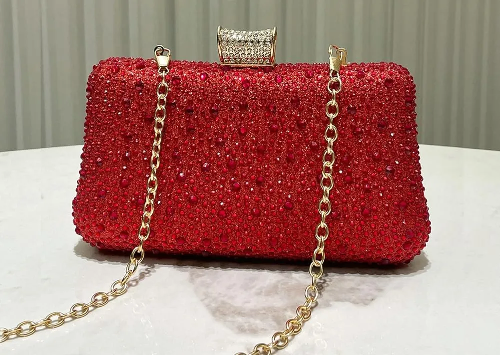 Clutch Purse Evening Bags Women 2025 Rhinestone Glitter Handbag Double Sided Diamond Chain Purse for Wedding Party