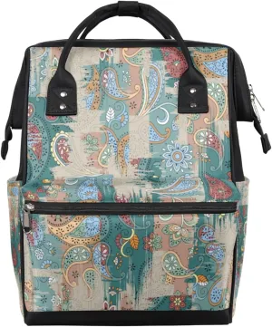 Color Paisley Pattern Texture Background Diaper Bag Tote Large Capacity Waterproof with Adjustable Shoulder Strap and Pram Straps Mommy Bag for Hospital Beach Weekender Travel