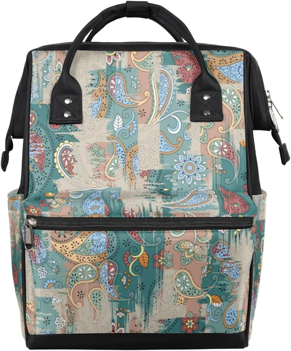 Color Paisley Pattern Texture Background Diaper Bag Tote Large Capacity Waterproof with Adjustable Shoulder Strap and Pram Straps Mommy Bag for Hospital Beach Weekender Travel