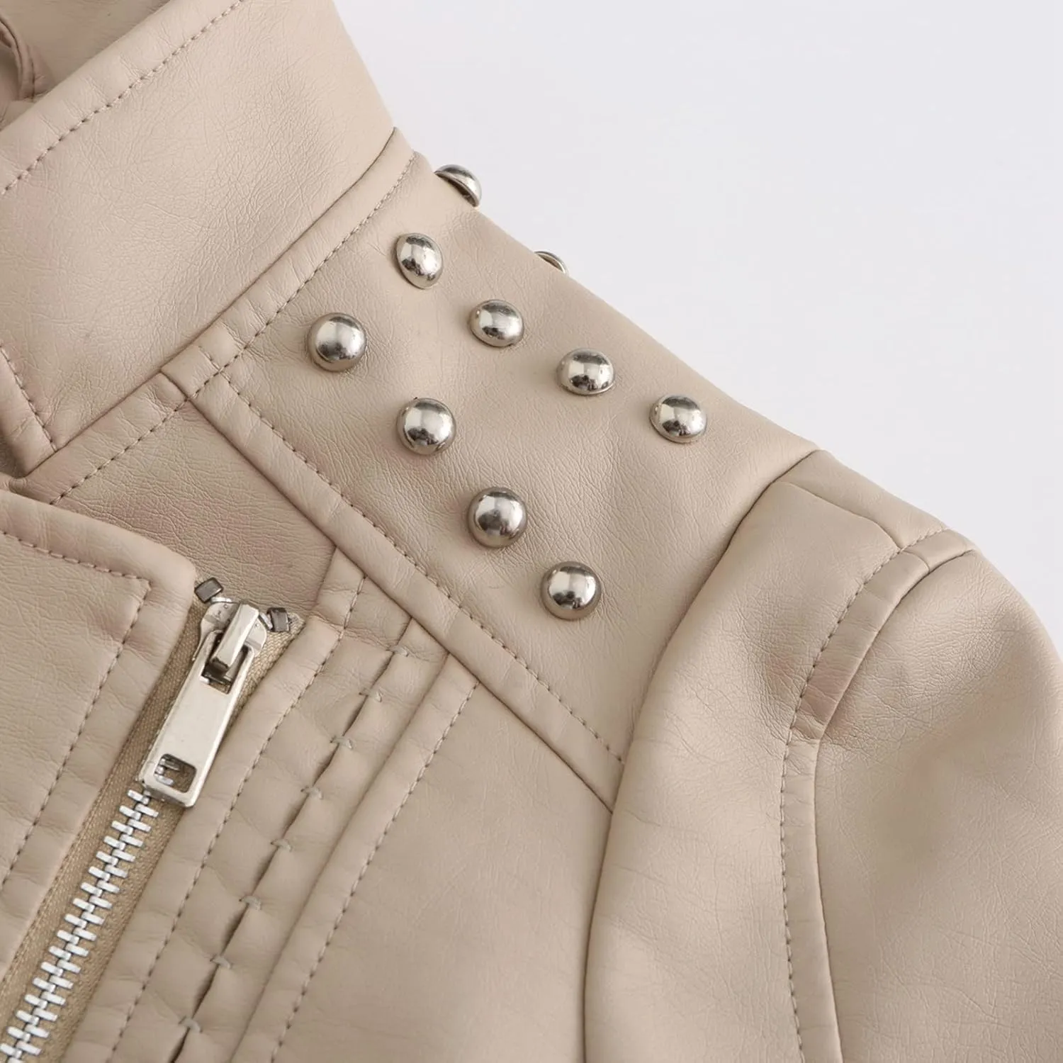 cooki Women's Fashion Slim Fit Zip up Faux Leather Biker Jacket Faux Leather Moto Jacket Casual Short PU Biker Coats