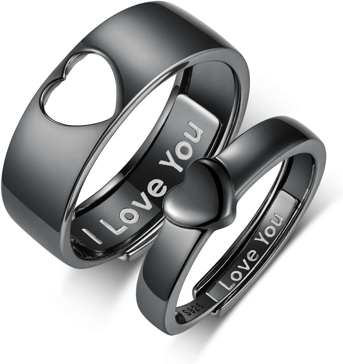 Couple Ring for Lovers 925 Sterling Silver I Love You Matching Rings for Couples Couple Gifts for Women Men