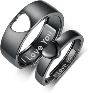 Couple Ring for Lovers 925 Sterling Silver I Love You Matching Rings for Couples Couple Gifts for Women Men