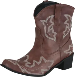 Cowboy Boots for Women Wide Calf Boots for Women Ankle Booties Vintage Cowboy Leather Non-Slip Low Heel Rider Boots