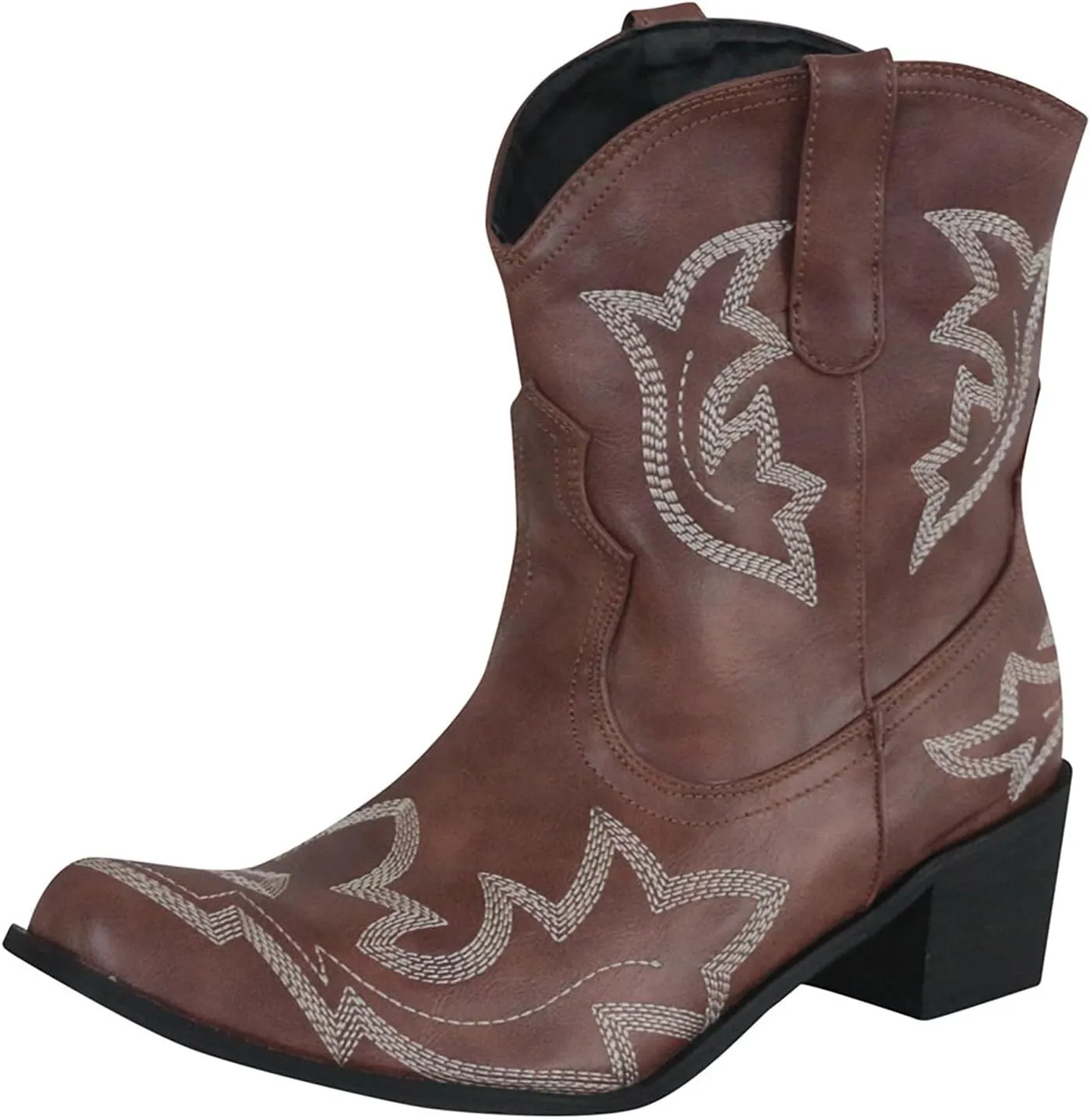Cowboy Boots for Women Wide Calf Boots for Women Ankle Booties Vintage Cowboy Leather Non-Slip Low Heel Rider Boots