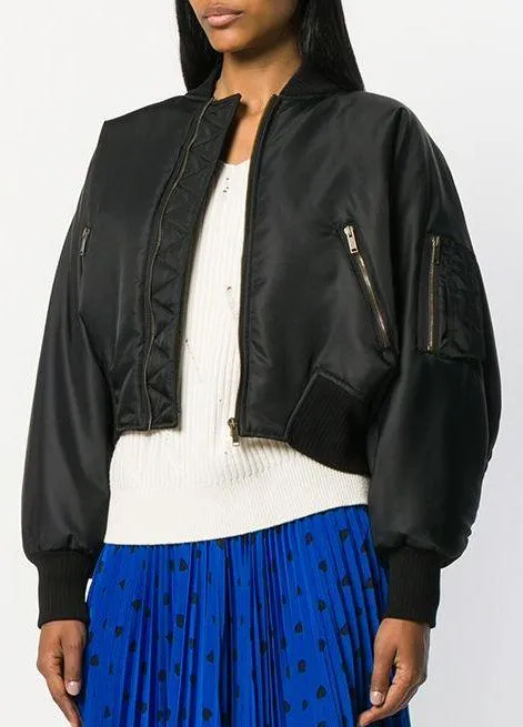 Cropped Embellished Bomber Jacket