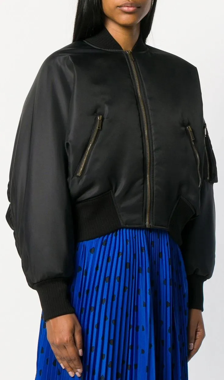 Cropped Embellished Bomber Jacket