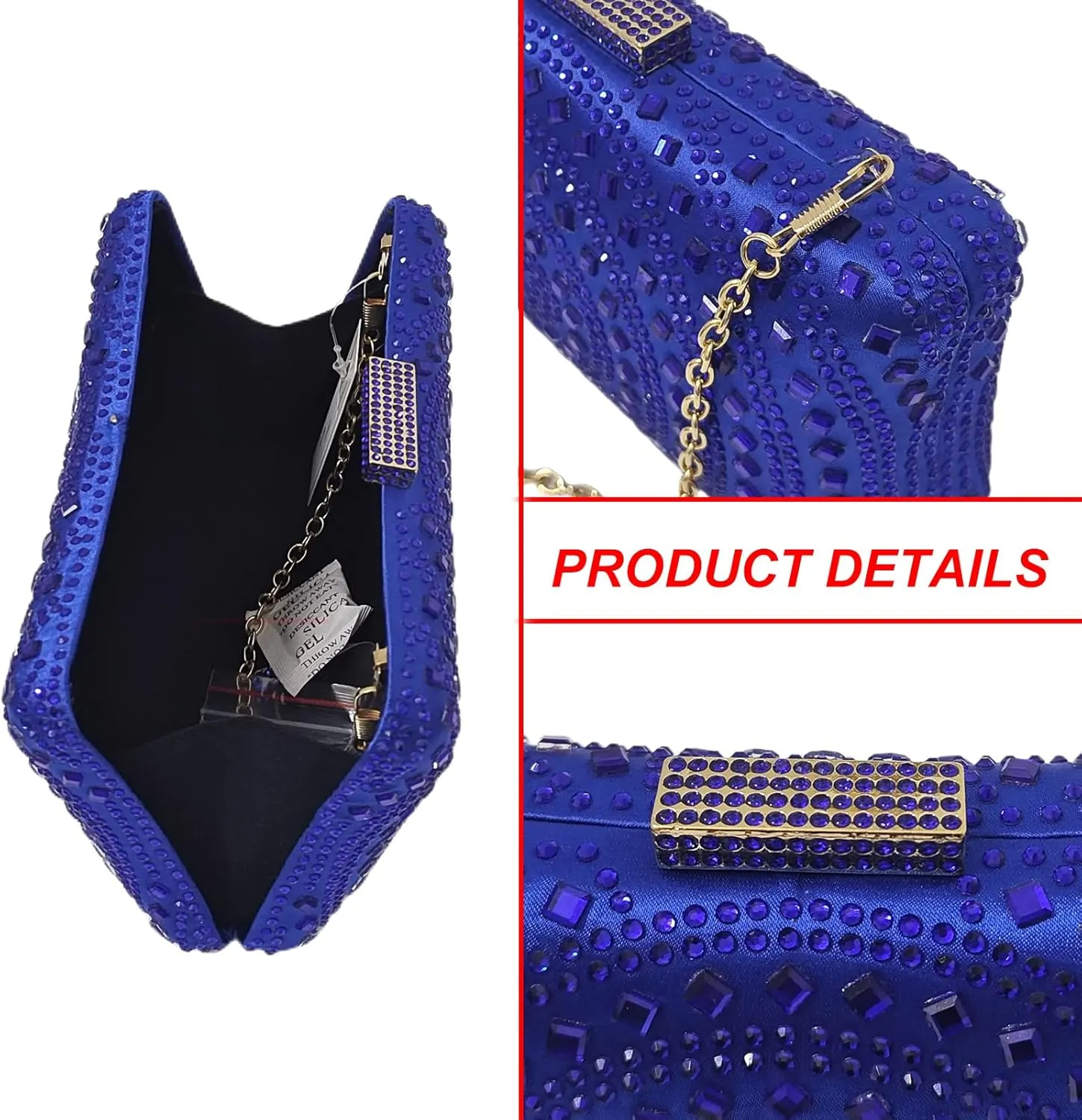 Crystal Box Clutch Rhinestone Handbags For Women Party Purse Wedding Evening Bag