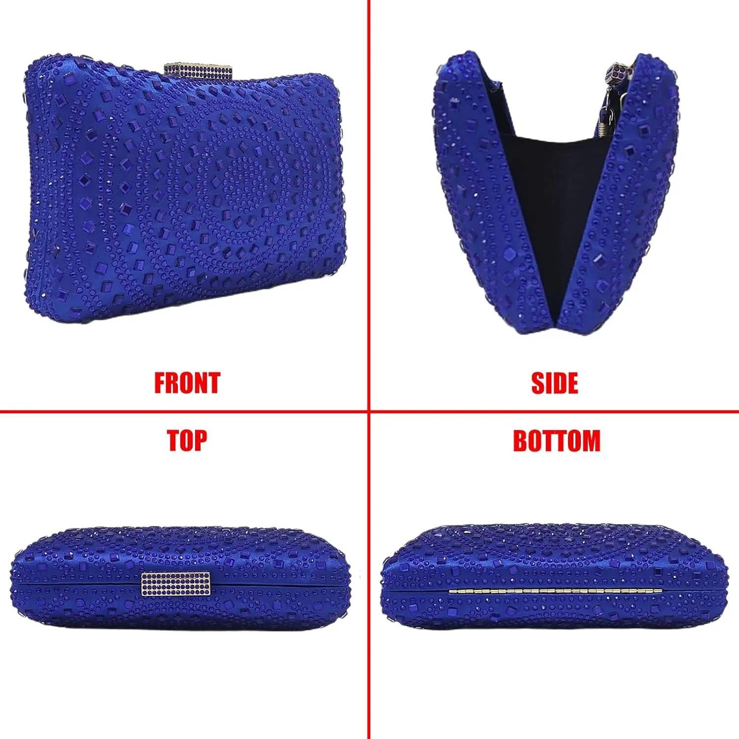 Crystal Box Clutch Rhinestone Handbags For Women Party Purse Wedding Evening Bag