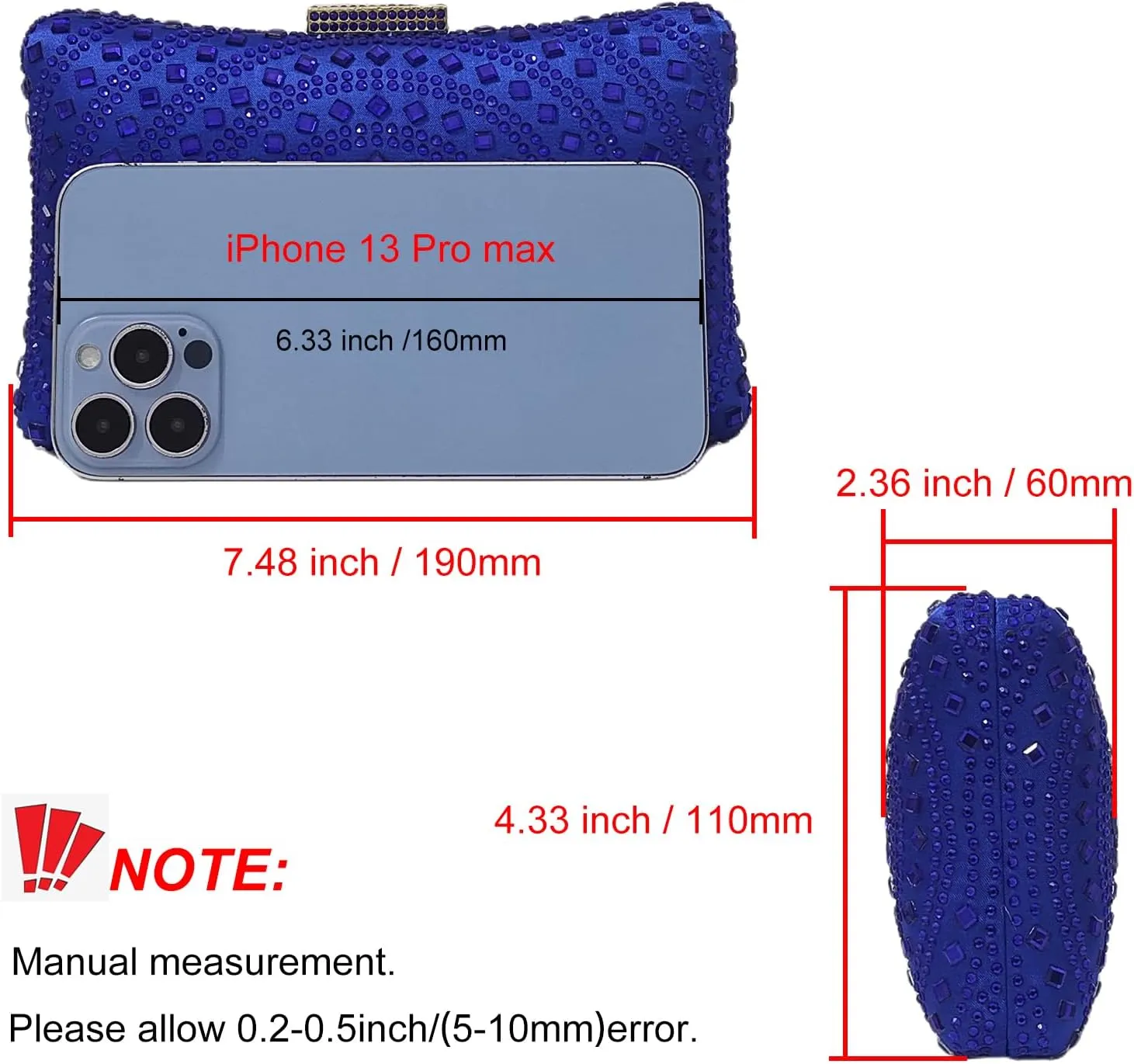 Crystal Box Clutch Rhinestone Handbags For Women Party Purse Wedding Evening Bag