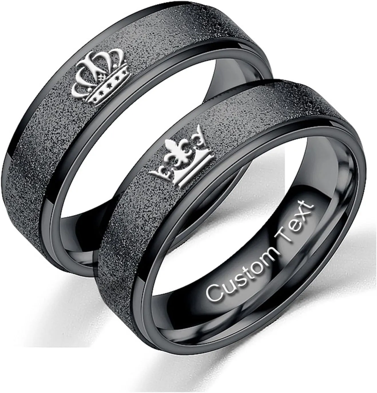 Customize Crown Couples Rings Her King His Queen Promise Ring Inside Can Engraved Band Rings Wedding Rings Titanium Stainless Steel 8mm 6mm 6-13#