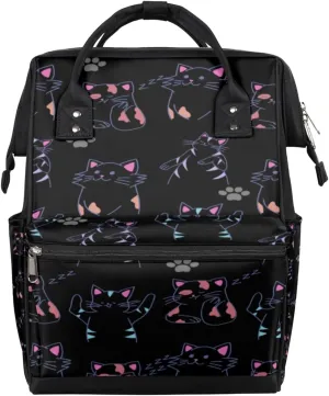 Cute Cat Painting Diaper Bag Tote Large Capacity Waterproof with Adjustable Shoulder Strap and Pram Straps Mommy Bag for Hospital Beach Weekender Travel