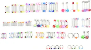 Cyrank 110Pcs Body Piercing Jewelry Kit, Tongue Nipple Rings Eyebrow Lip Belly Button Barbell Nose Piercing Tragus Nose Septum Tongue Stainless Steel Random Bulk Set