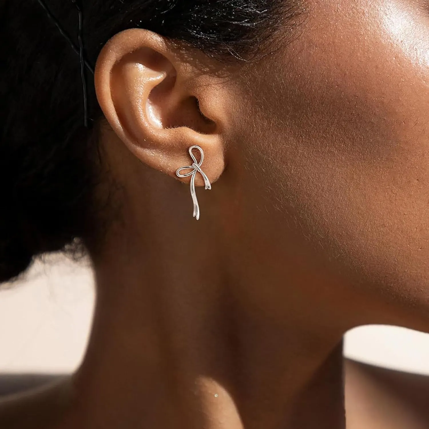 Dainty Bow Earrings for Women,14K Gold Plated Earrings,Hypoallergenic, Simple,Minimalist,Lightweight Earrings Jewelry Gifts for Birthday,Christmas -fightingtoge