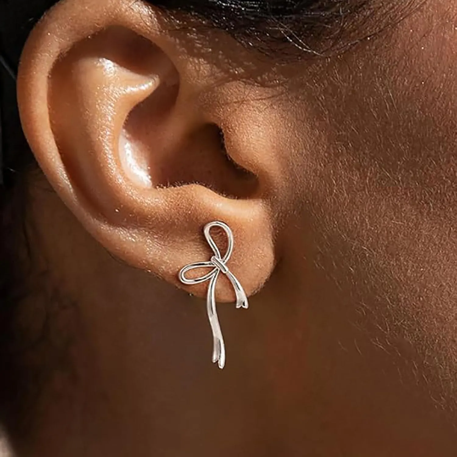 Dainty Bow Earrings for Women,14K Gold Plated Earrings,Hypoallergenic, Simple,Minimalist,Lightweight Earrings Jewelry Gifts for Birthday,Christmas -fightingtoge
