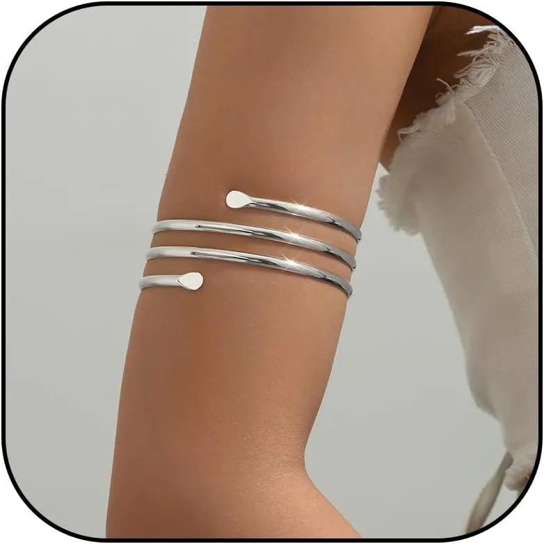 Dcfywl731 Minimalist Arm Cuff for Women Gold Arm Cuff Upper Arm Layered Arm Bracelet Stackable Arm Bangle Jewelry for Women Men