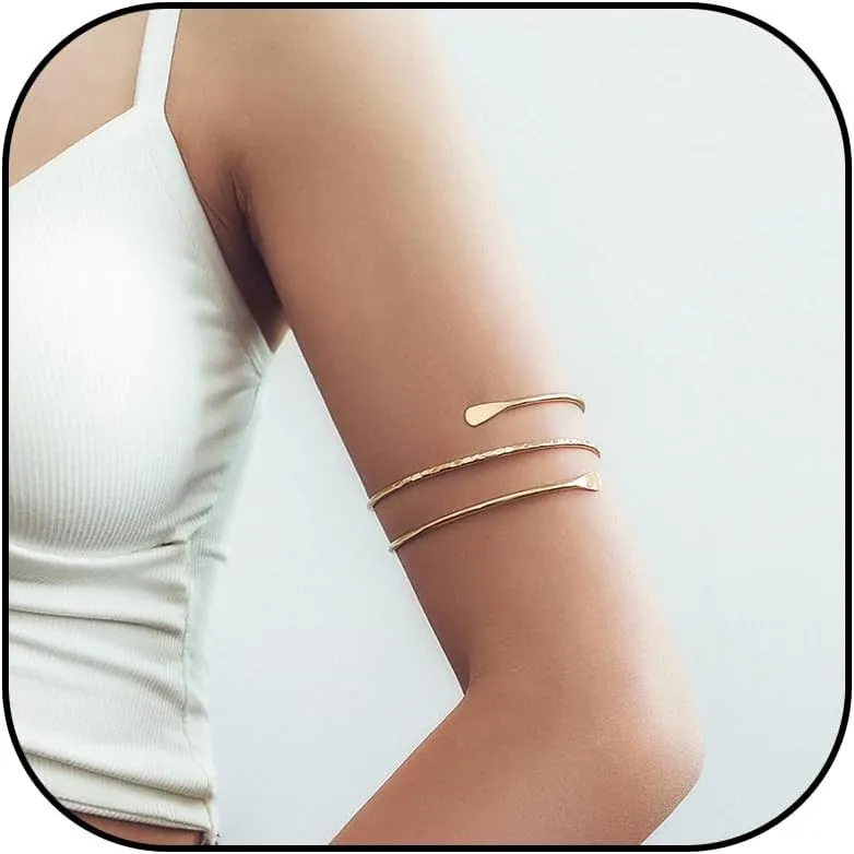 Dcfywl731 Minimalist Arm Cuff for Women Gold Arm Cuff Upper Arm Layered Arm Bracelet Stackable Arm Bangle Jewelry for Women Men