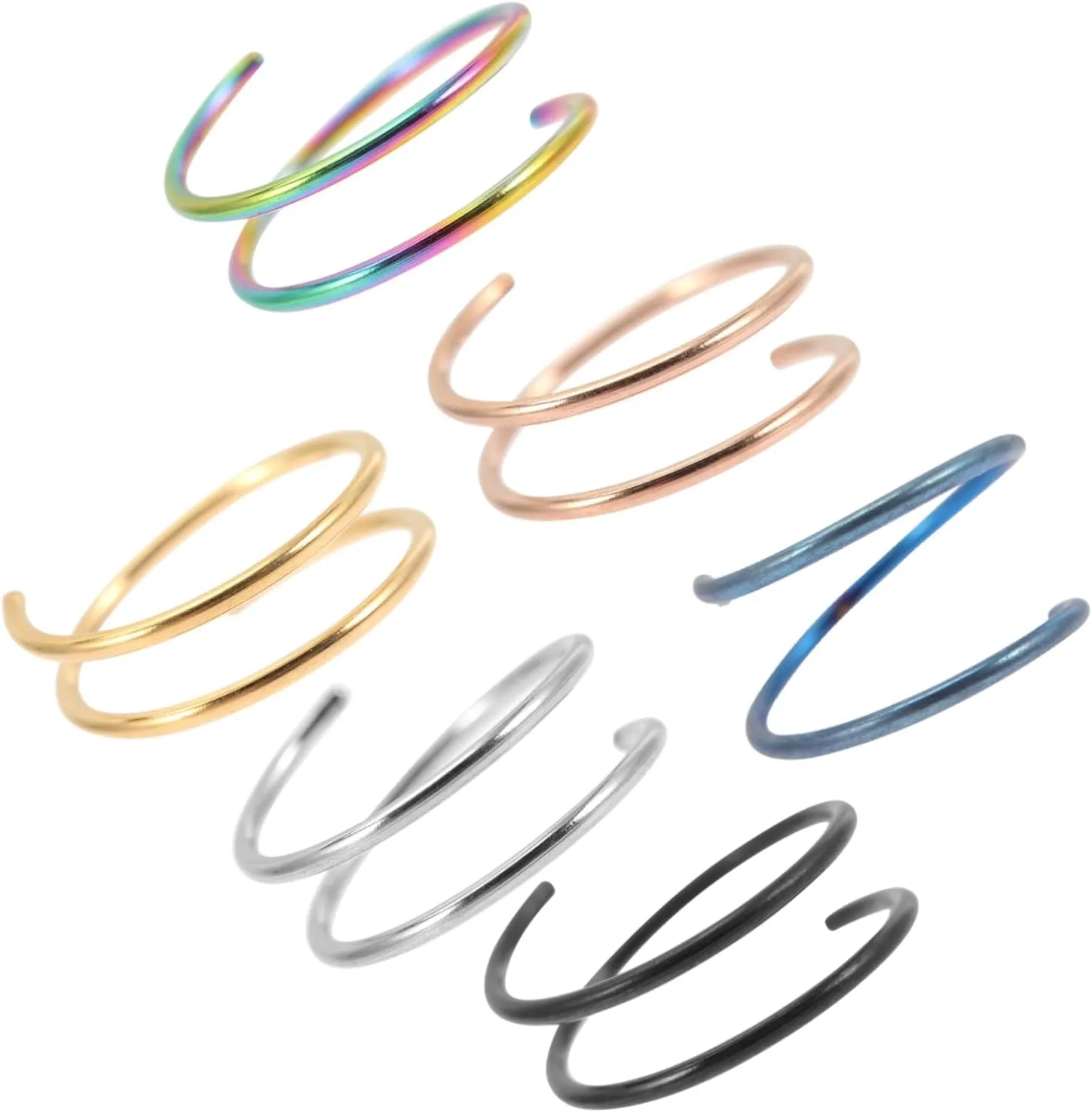 Didiseaon 6pcs Steel Nose Rings Women Hoops Silver Nose Jewelry Double Hoops Ring