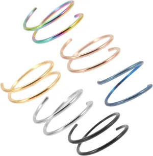 Didiseaon 6pcs Steel Nose Rings Women Hoops Silver Nose Jewelry Double Hoops Ring