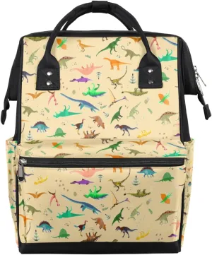 Dinosaur Diaper Bag Tote Large Capacity Waterproof with Adjustable Shoulder Strap and Pram Straps Mommy Bag for Hospital Beach Weekender Travel