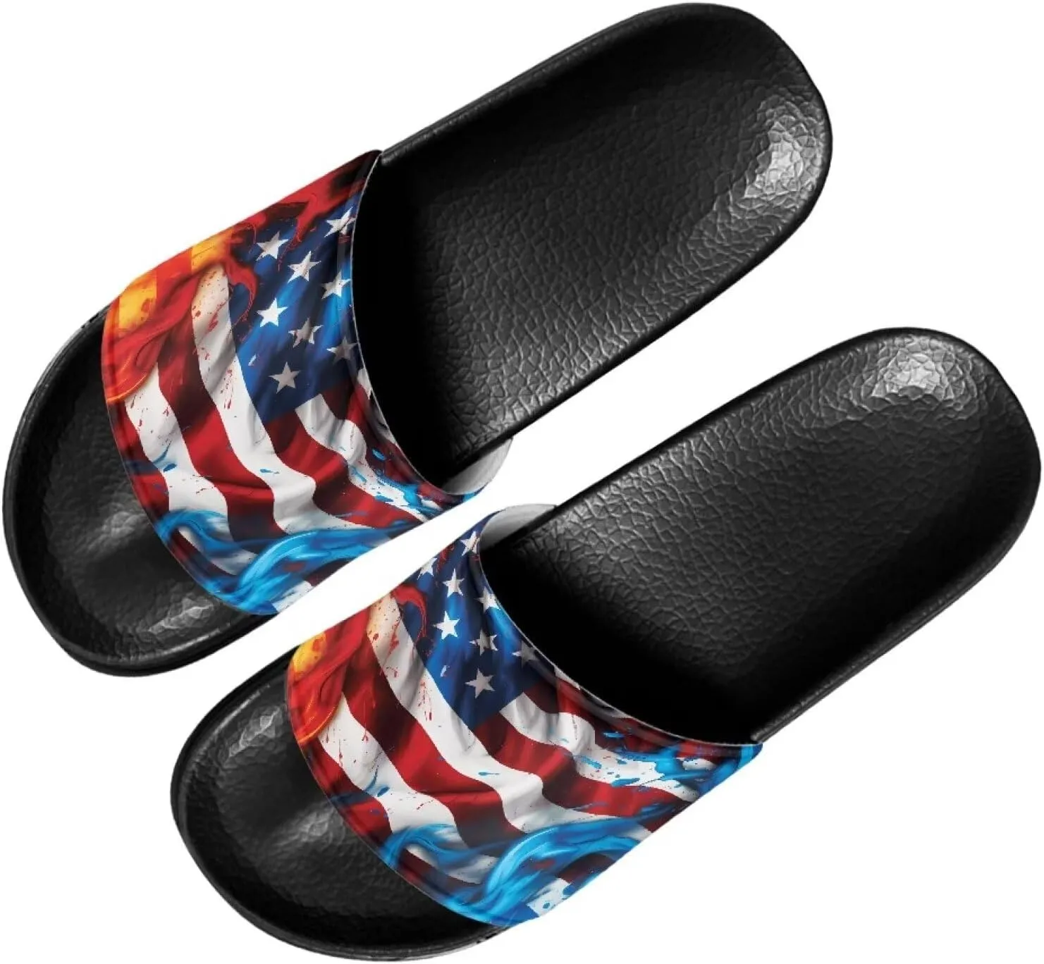 Doojoayie Flag Pattern Summer Slippers for Women Outdoor Open Toe Slide Sandals