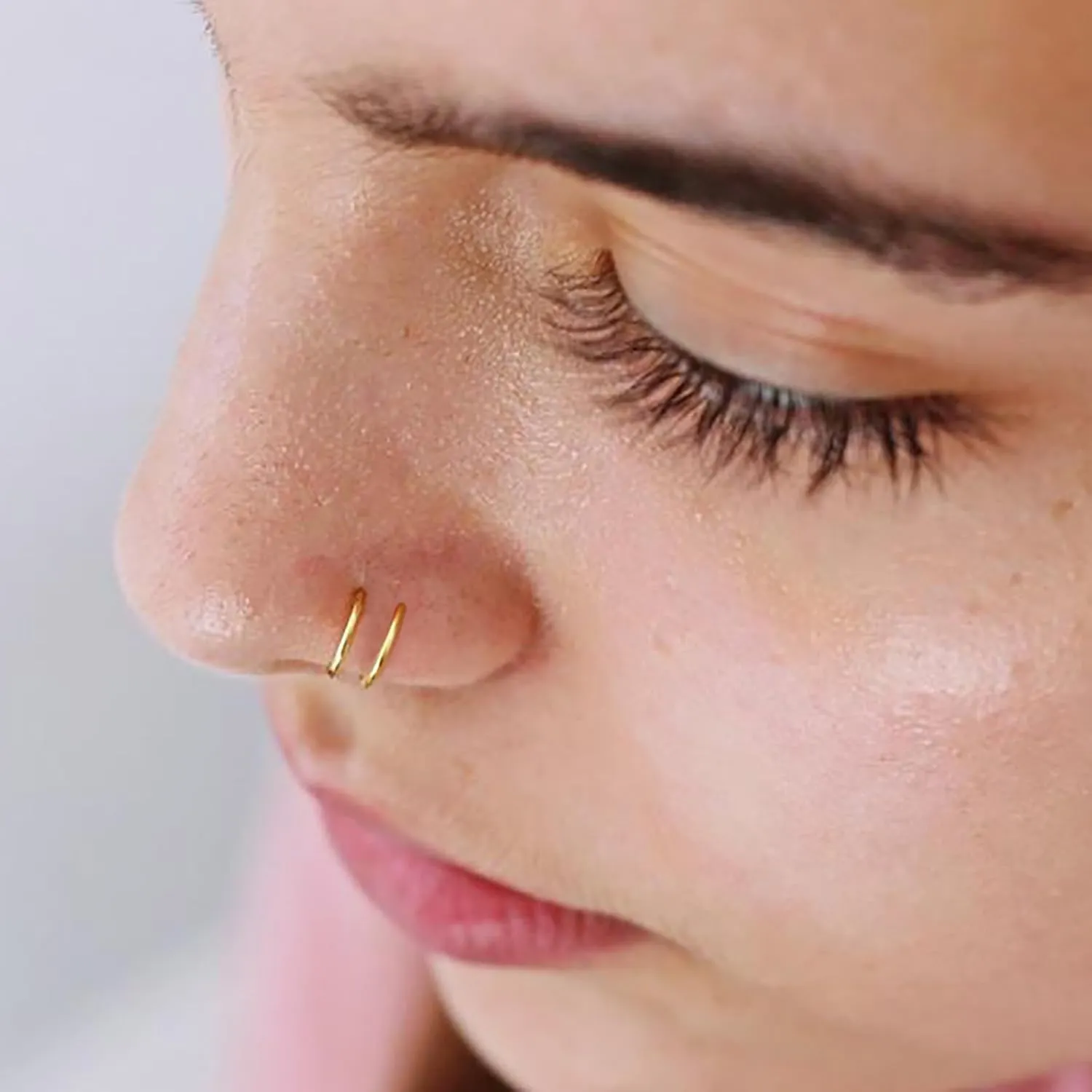 Double Nose Ring for Single Piercing, Twist Nose Ring Hoop For Women, Nostril Piercing Jewelry