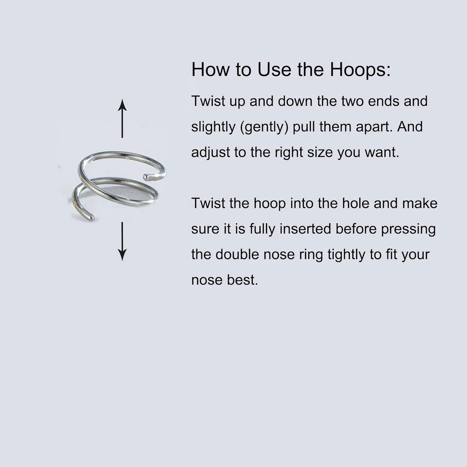 Double Nose Ring for Single Piercing, Twist Nose Ring Hoop For Women, Nostril Piercing Jewelry