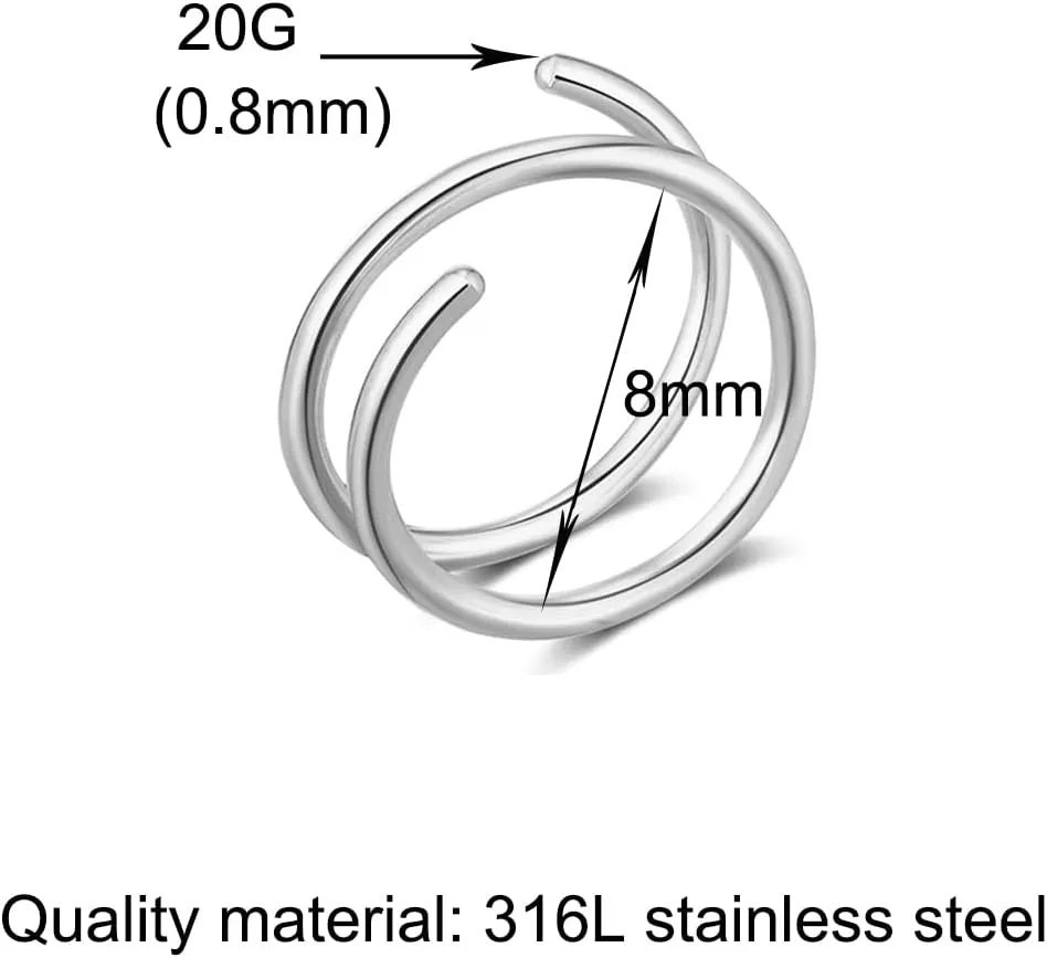 Double Nose Ring for Single Piercing, Twist Nose Ring Hoop For Women, Nostril Piercing Jewelry