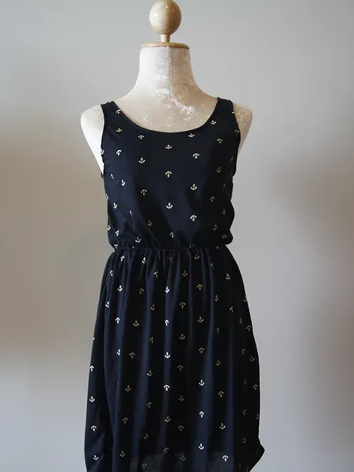 Dress - Anchor Print w/ Elastic Waist