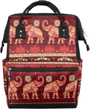 Ethnic Boho Elephant Diaper Bag Tote Large Capacity Waterproof with Adjustable Shoulder Strap and Pram Straps Mommy Bag for Hospital Beach Weekender Travel