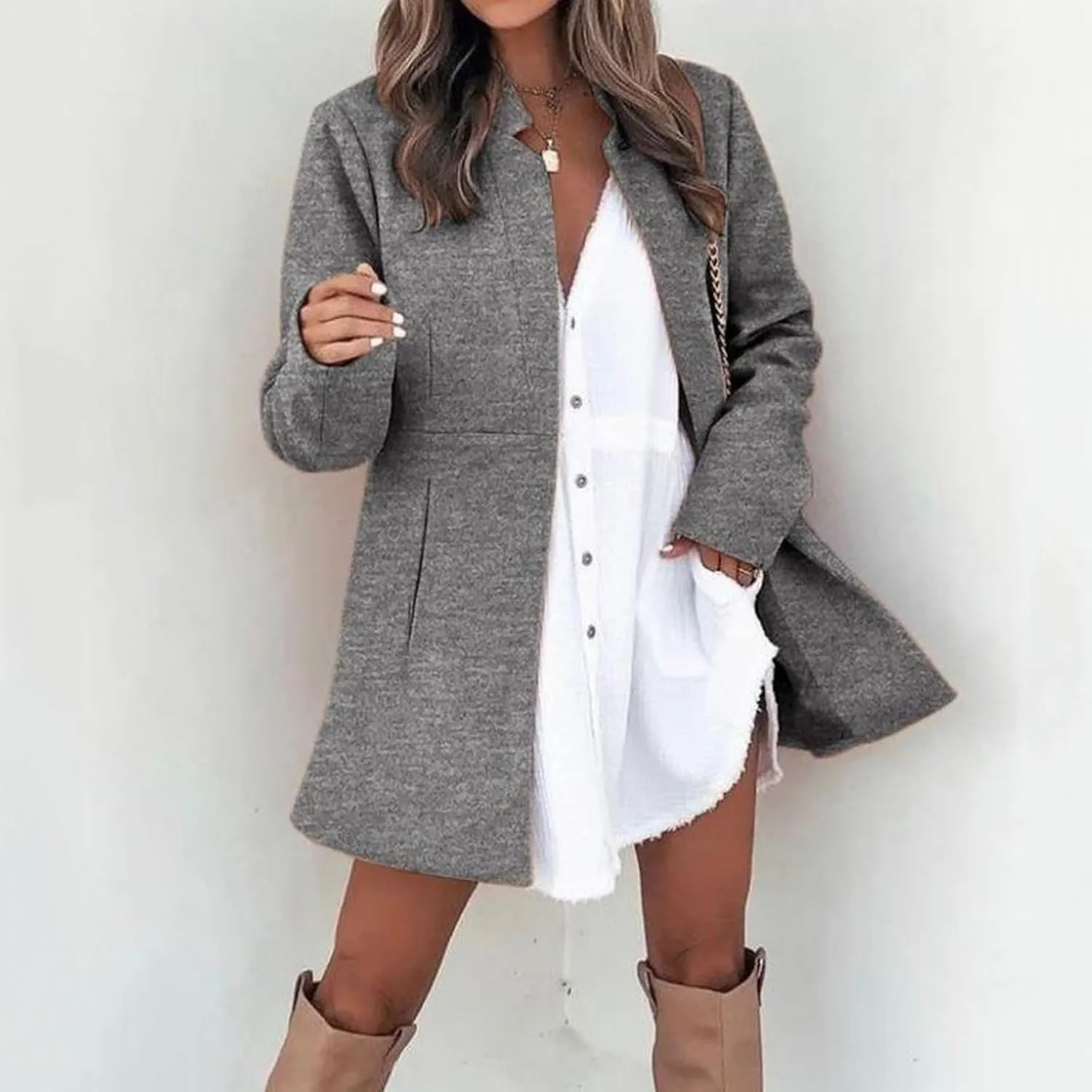 Fall Coats for Women 2024 Casual Comfy Cardigan Tops Long Sleeve Jackets with Pockets Outerwear Clothes