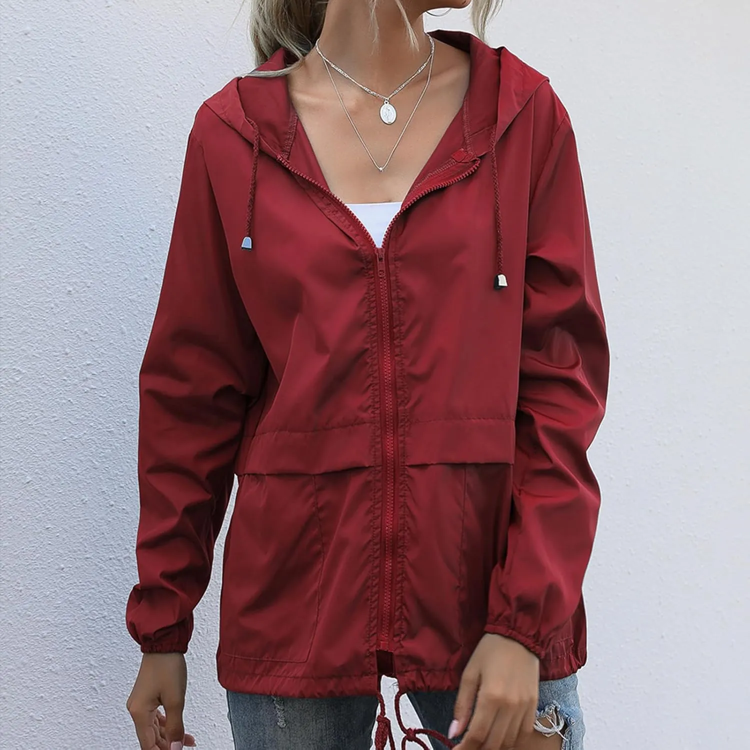 Fall Jacket for Women/Men Lightweight Waterproof Rain Shell Jacket Raincoat Hoodies for Golf Cycling Windbreaker