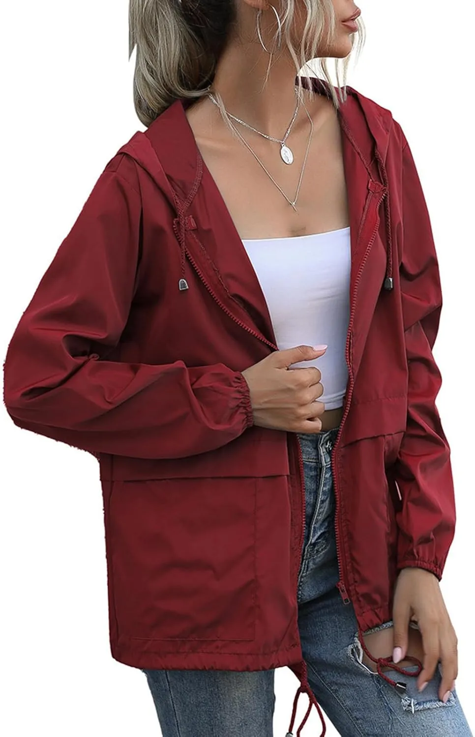 Fall Jacket for Women/Men Lightweight Waterproof Rain Shell Jacket Raincoat Hoodies for Golf Cycling Windbreaker