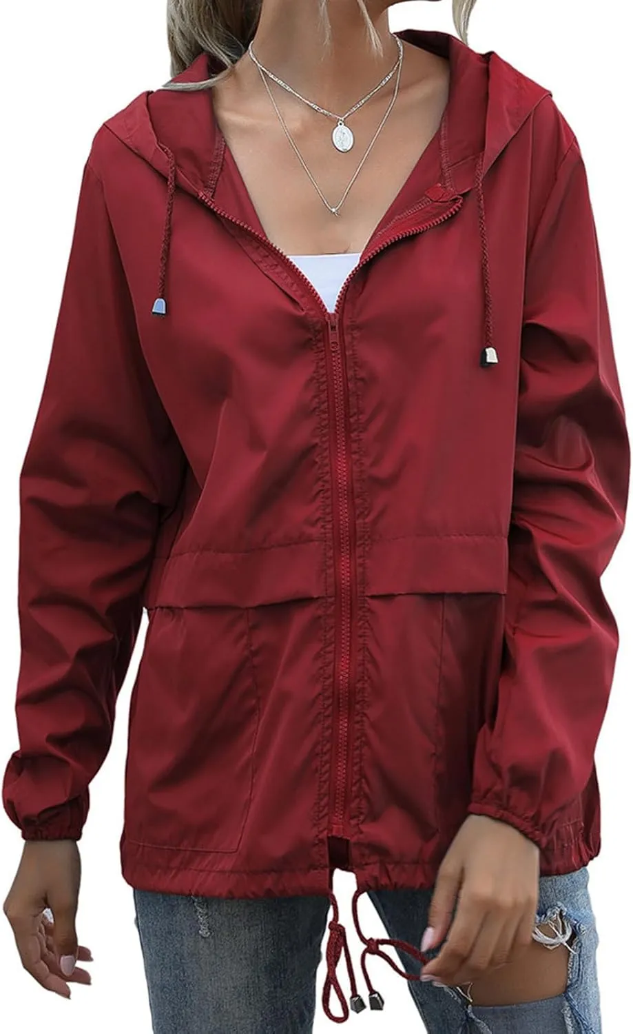 Fall Jacket for Women/Men Lightweight Waterproof Rain Shell Jacket Raincoat Hoodies for Golf Cycling Windbreaker