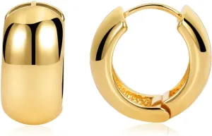 FAMARINE Small Chunky Thick Hoop Earrings for Women Girls Gold Hoops Huggie Earrings for Men Gift, 14K Gold Plated