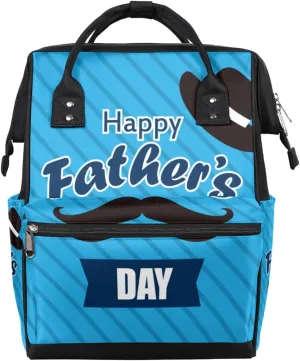 Father's Day Hat Mustache Diaper Bag Tote Large Capacity Waterproof with Adjustable Shoulder Strap and Pram Straps Mommy Bag for Hospital Beach Weekender Travel