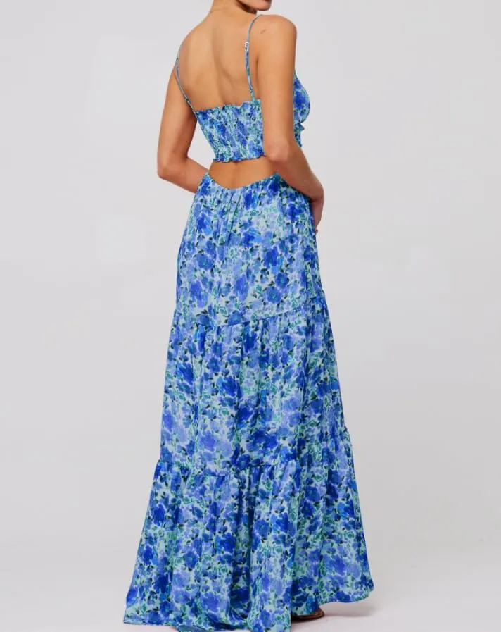FEORJGP Womens Summer Spaghetti Strap Long Dress Boho Low Cut Dress Backless Flowy Midi Dress Bohemian Maxi Dresses Beachwear