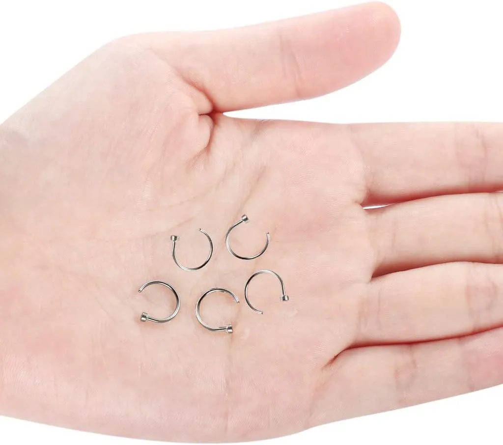 FIBO STEEL 18G-22G 5PCS Stainless Steel Body Jewelry Piercing Nose Ring Hoop for Women