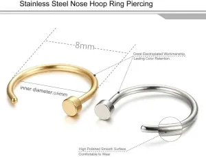 FIBO STEEL 18G-22G 5PCS Stainless Steel Body Jewelry Piercing Nose Ring Hoop for Women