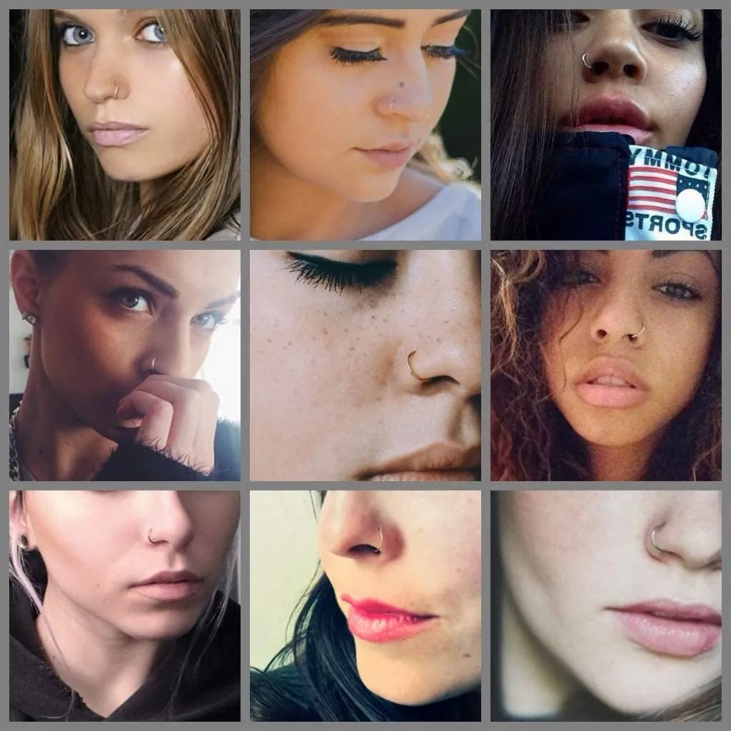 FIBO STEEL 18G-22G 5PCS Stainless Steel Body Jewelry Piercing Nose Ring Hoop for Women