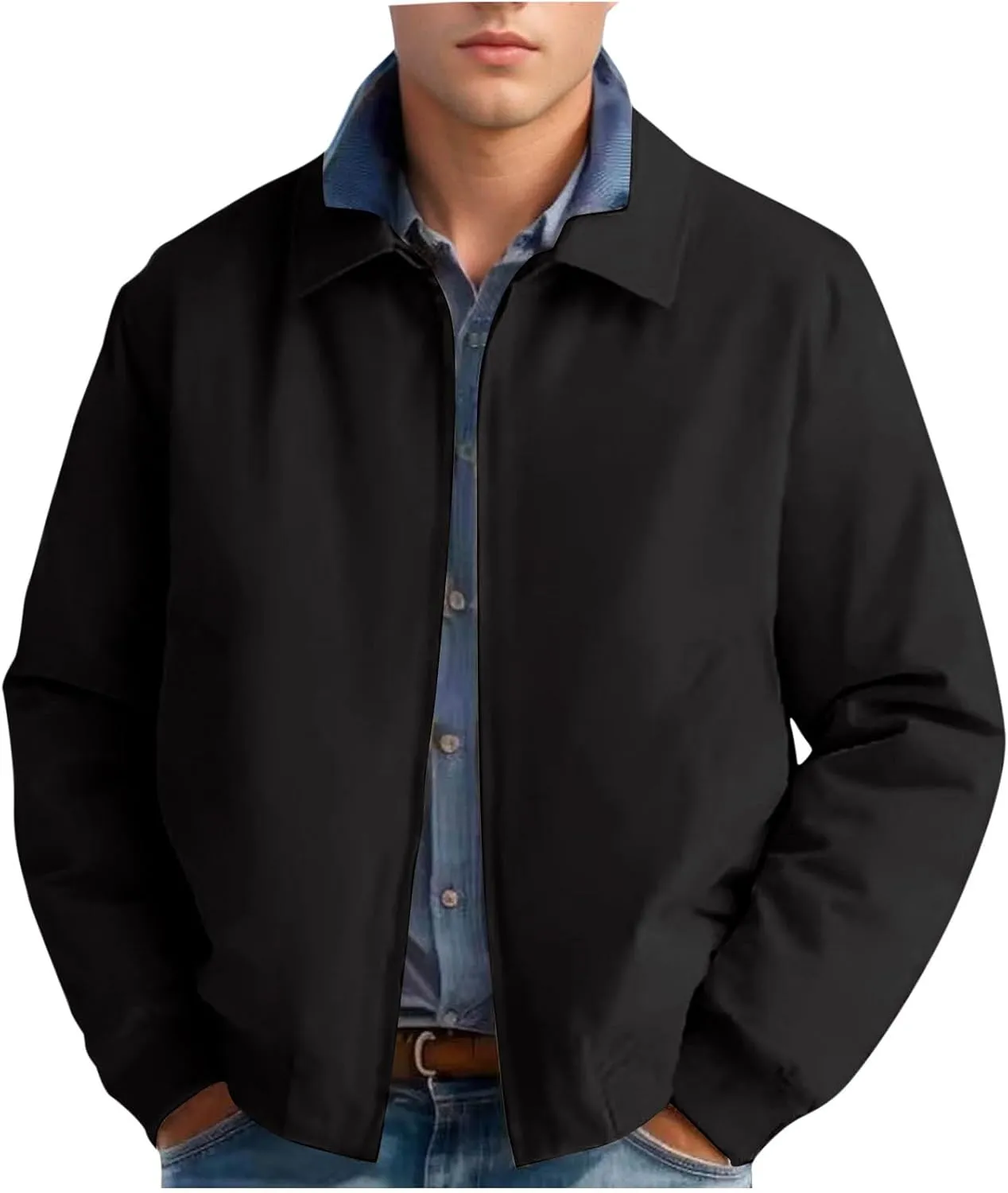Finelylove Mens Lightweight Varsity Bomber Jacket Laydown Water Resistant Windbreaker Casual Stylish Spring Fall Jacket