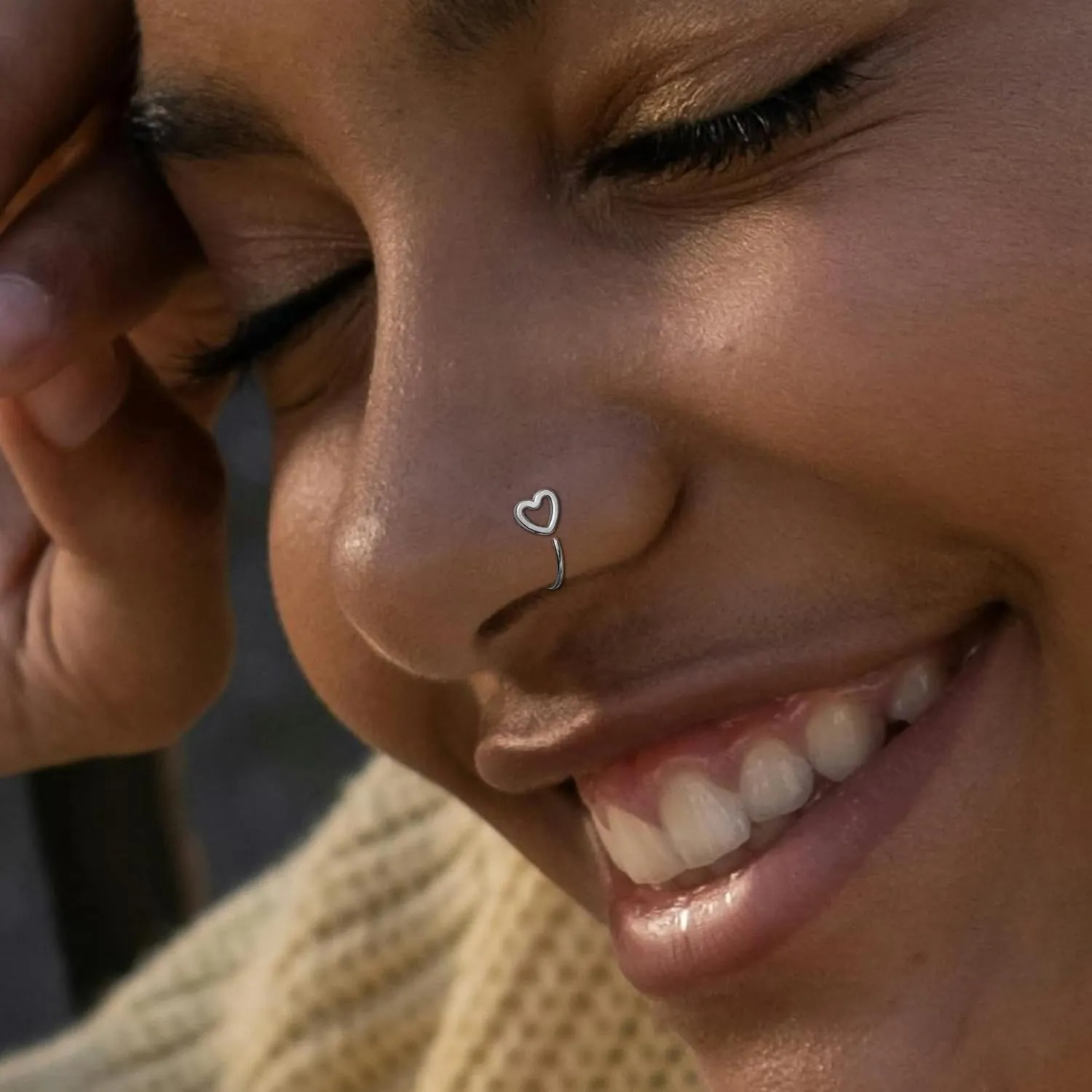 FINREZIO 34PCS 22g Nose Rings - Women & Men Surgical Steel Nose Piercings - Hoops, L-Shaped, Stud, Screw - Hypoallergenic Body Jewelry