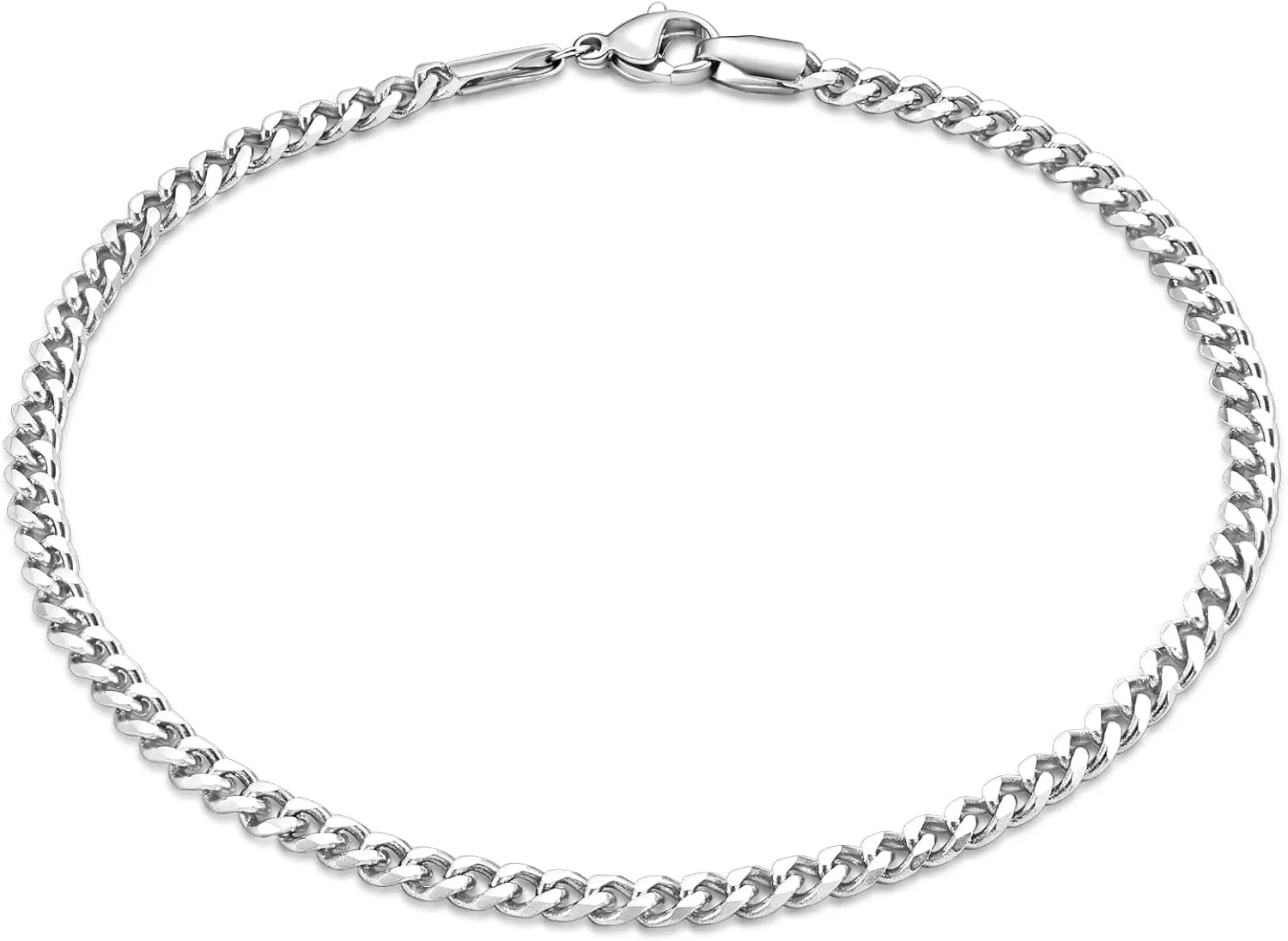 Fiusem Silver Tone/Gold Anklet for Women, 3.5mm Stainless Steel Cuban link Chain Anklets for Women, Women's Anklets 9"/10"/11"